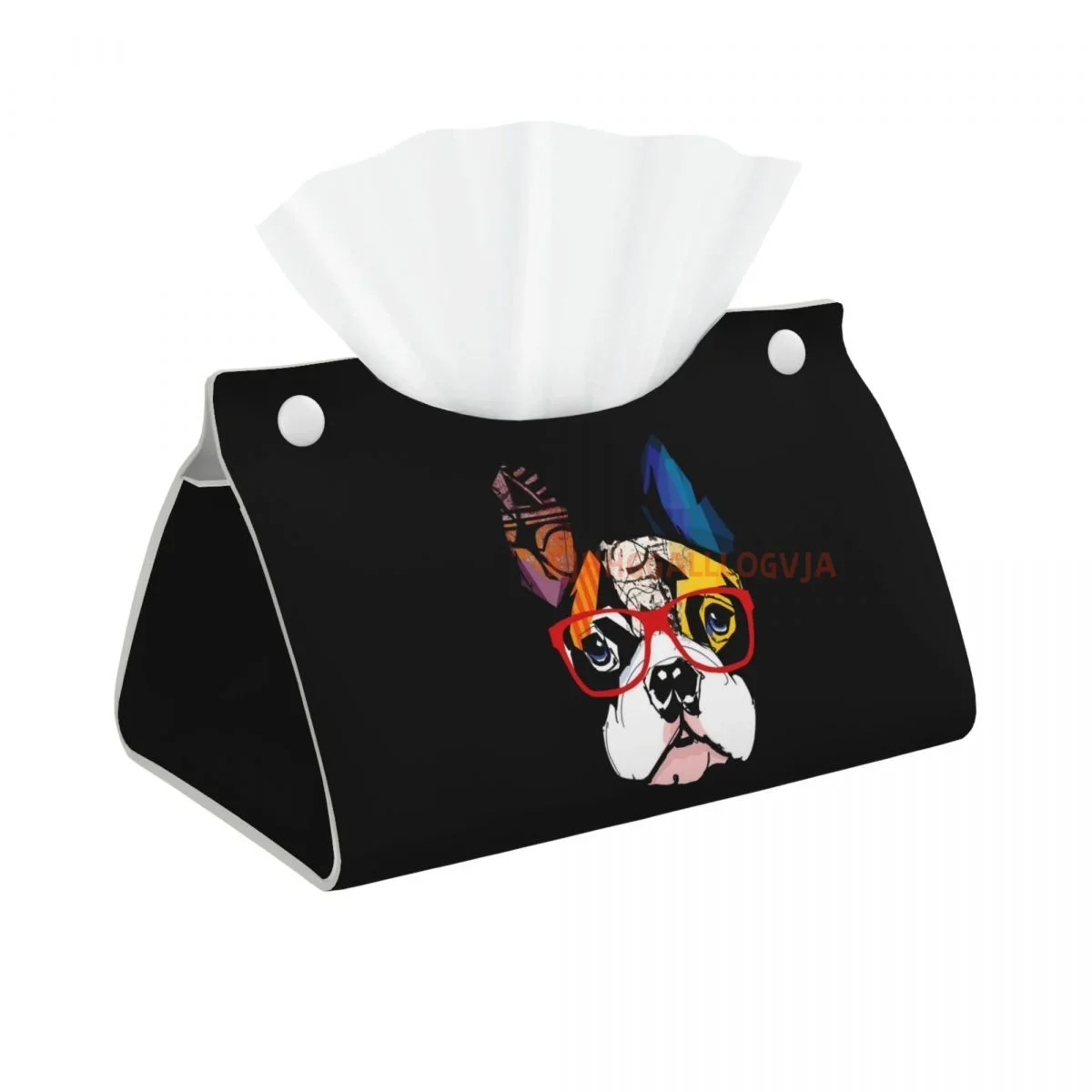 

Cute French Bulldog Facial Tissue Box Cover Rectangular 1908 Pink Green PU Leather Tissue Box Holder