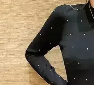 

Woman black backless sexy dress with diamond long sleeves slim dress party evening elegant luxury celebrity