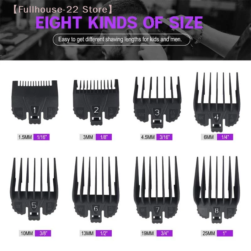 【MAX-22】Juego de 8 piezas de peines guía universales para cortapelos, juego de repuesto para guías de corte de salón, accesorios para recortadora de pelo eléctrica