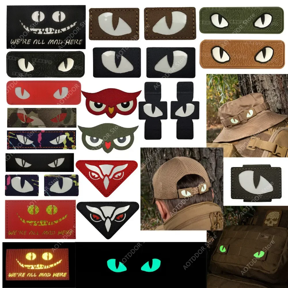 Eagle Tiger Eye Hook & Loop Tactical Glow-in-the-Dark Battle Magic Sticker Decal for Hat Helmet Uniform Backpack Demon\'s Eye