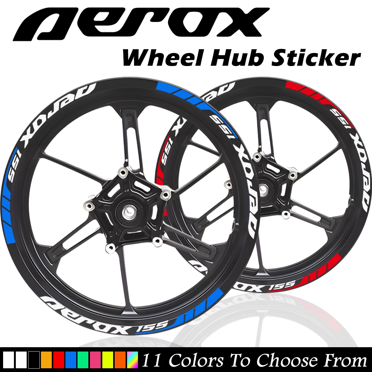 For Aerox V1 V2 NVX 155 14'' inches Motorcycle Reflective Wheel Hub Stickers Moto Bike Accessories Scooter Rim Strip Vinyl Decal