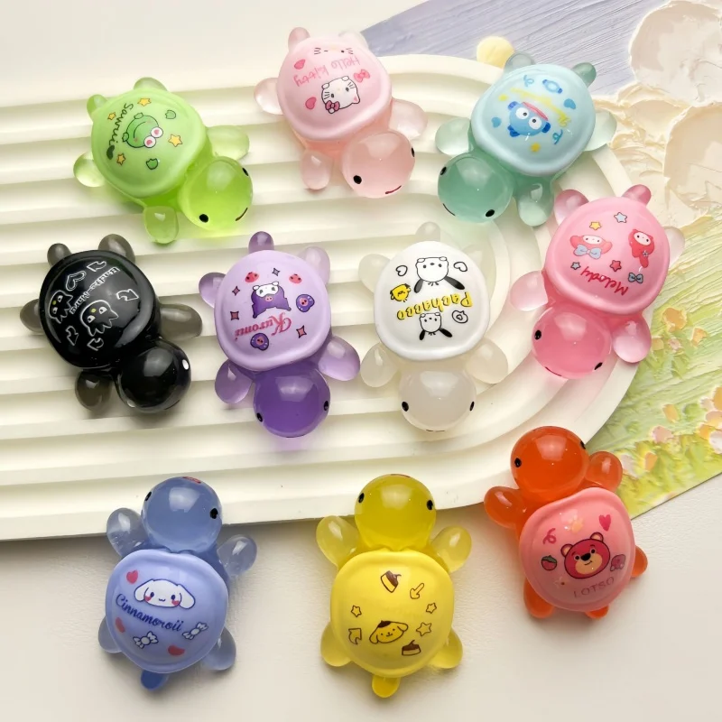 Kawaii Noctilucent Cartoon Tortoise Sanrio Series Flatback Resin Scrapbook Diy Jewelry Children Gift Hairpin Accessories Toy