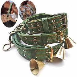 Livestock Pet  Adjustable Dog Cow Sheep Grazing Traction Rope Extra Thick Canvas Cattle Collar Add Copper Bells Tracker