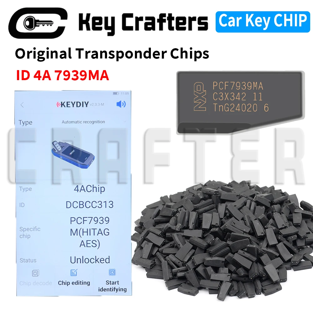 Key Crafters Original Transponder Chips ID 4A PCF7939MA OEM Blank Chip & Original Master Chip For Hyundai KIA