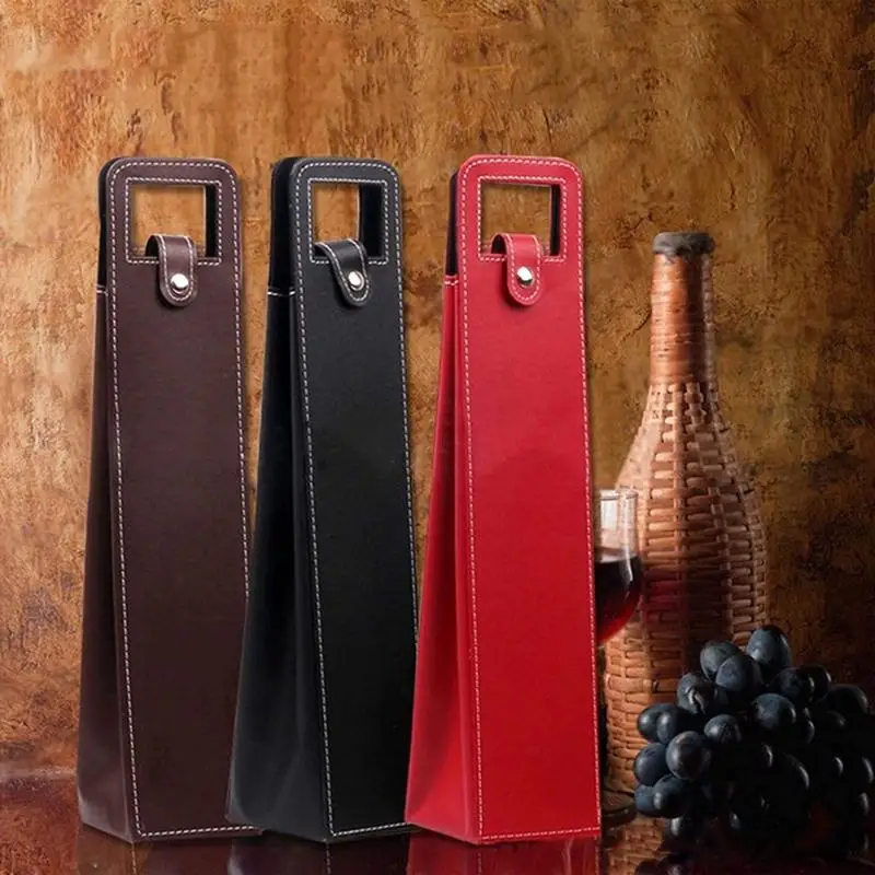 1PC New Fashion Simple Style High Grade Leather Wine Gift Packaging for Beverage Present