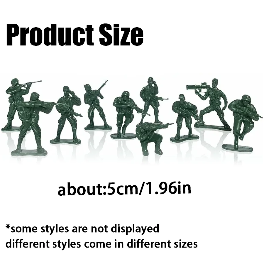 24/52pcs Miniature Soldier Figurines, Plastic Mini Action Figure Model with Multiple Poses, Scene Layout Decor for Role Play XJM