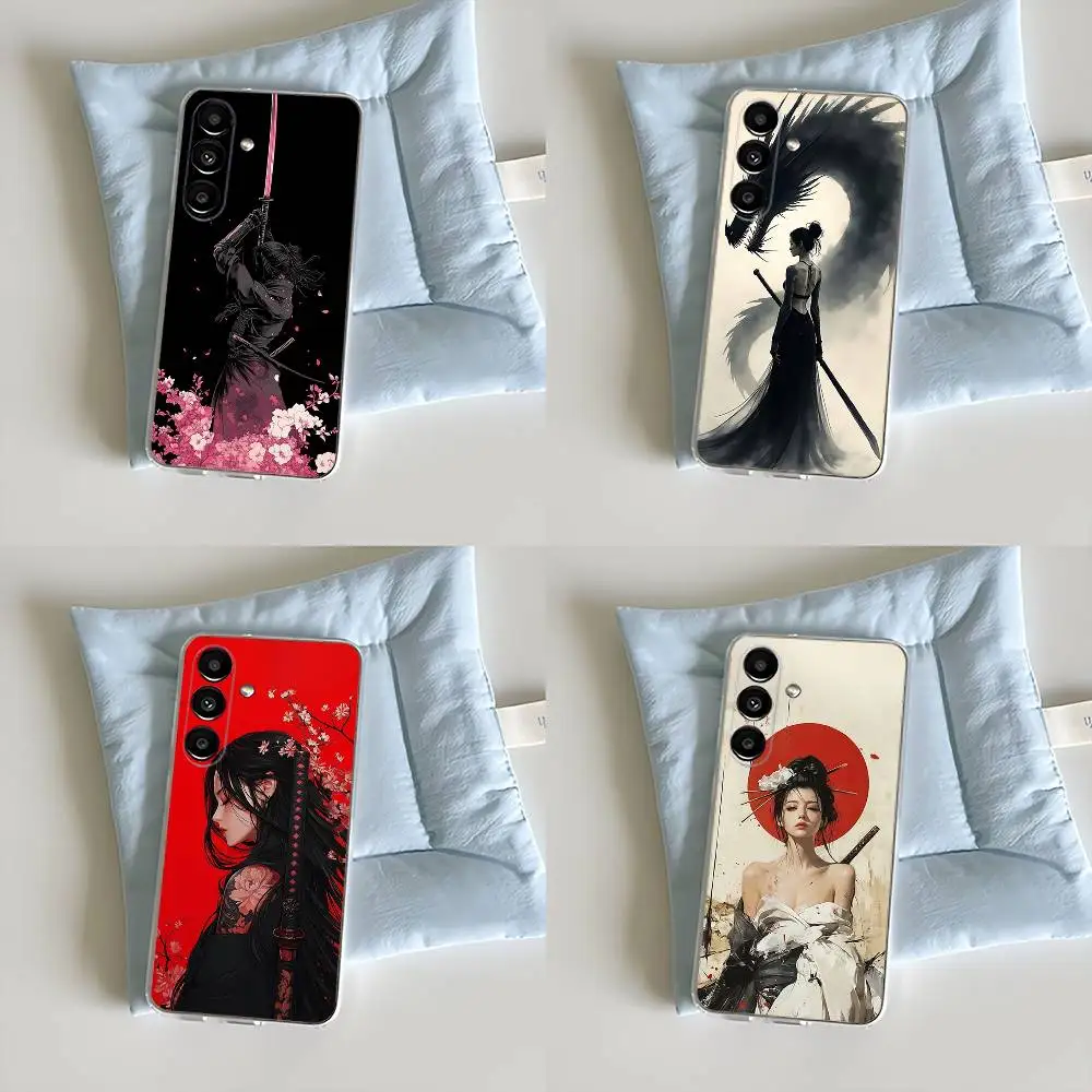 

Samurai Warrior Geisha Phone Case For Samsung S30,23,21,22,20, FE lite,S10,9,8,7 PIus Note20ultra Transparent