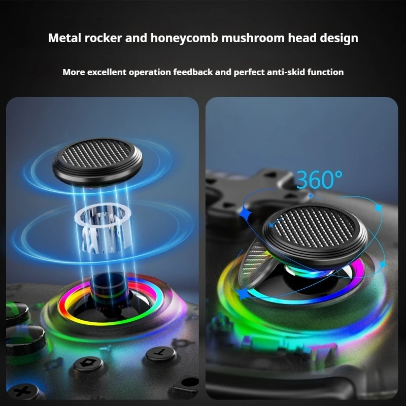 Linyuvo Wireless Controller With Metal Joystick Crystal Button Bluetooth Link Switch Proswitch Oled Light Controller Celeste