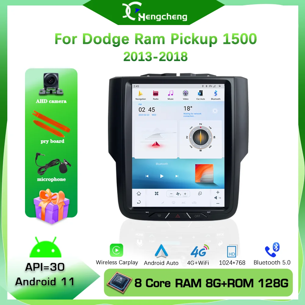 

Автомобильный мультимедийный видеоплеер 10,4 дюйма для Dodge Ram Pickup 1500 2013-2018 GPS-навигация Android 11 4G радио Carplay 8 + 128G