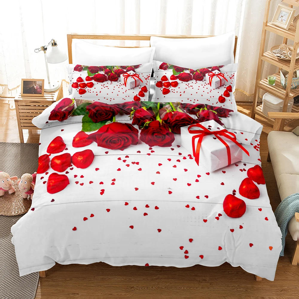 

3DValentine's DayBedding Sets Duvet Cover Set With Pillowcase Twin Full Queen King Bedclothes Bed Linen