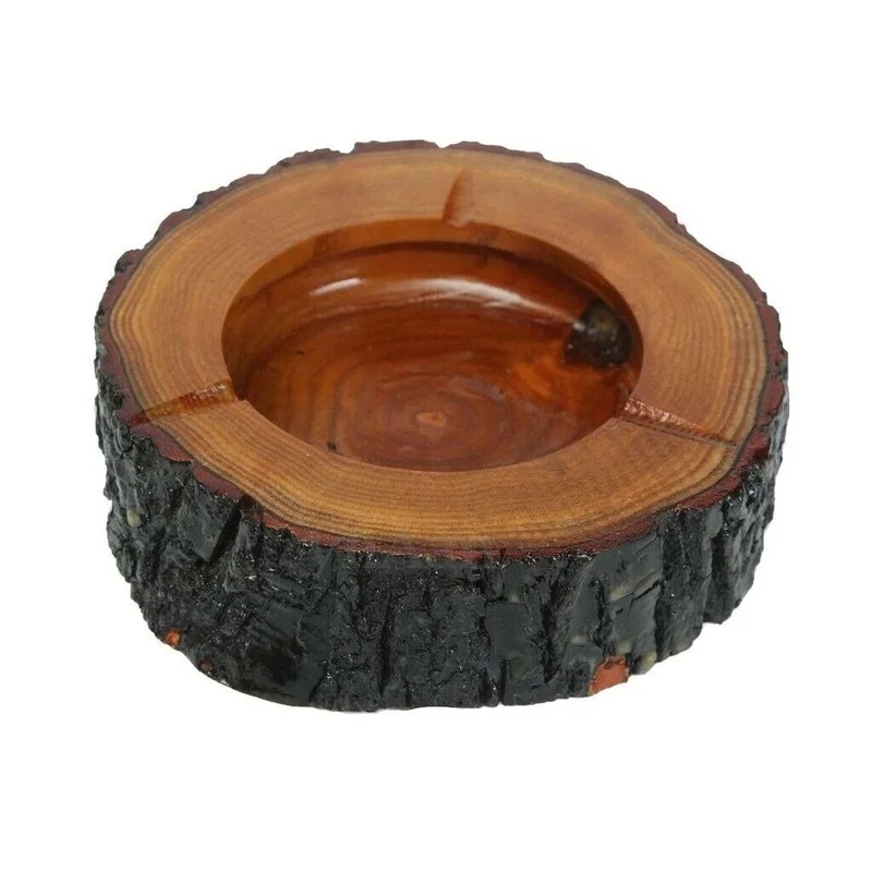 Wooden Ashtray Round Tobacco Cigarette Ashtray Winter Home Smoking Accessories