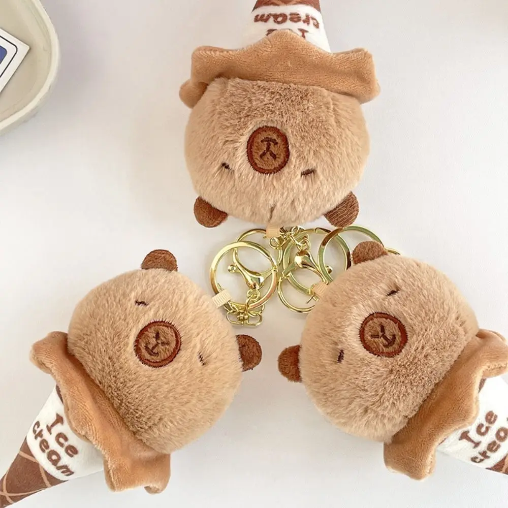 Multicolor Plush Capybara Keychain Toy Stuffed Animals Cartoon Capybara Pendant Home Decoration Car Ornament