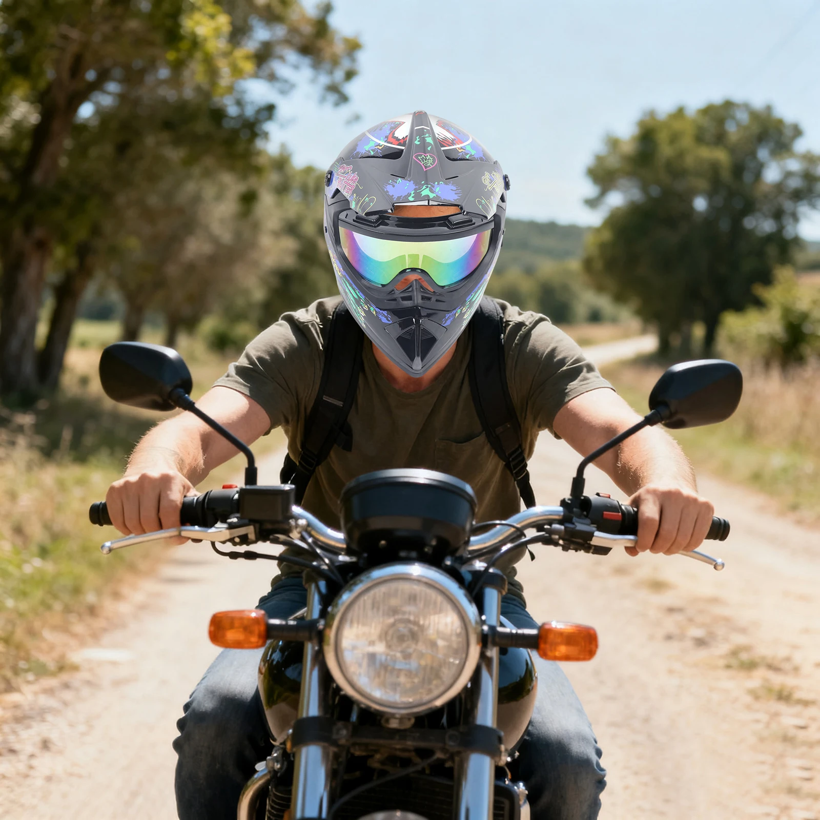 

Motocross Helmet Kit, Motorcycle Helmets Full Face Set Size M, with Goggles for Dirt Bike, ATV, Off Road, Christmas Sale