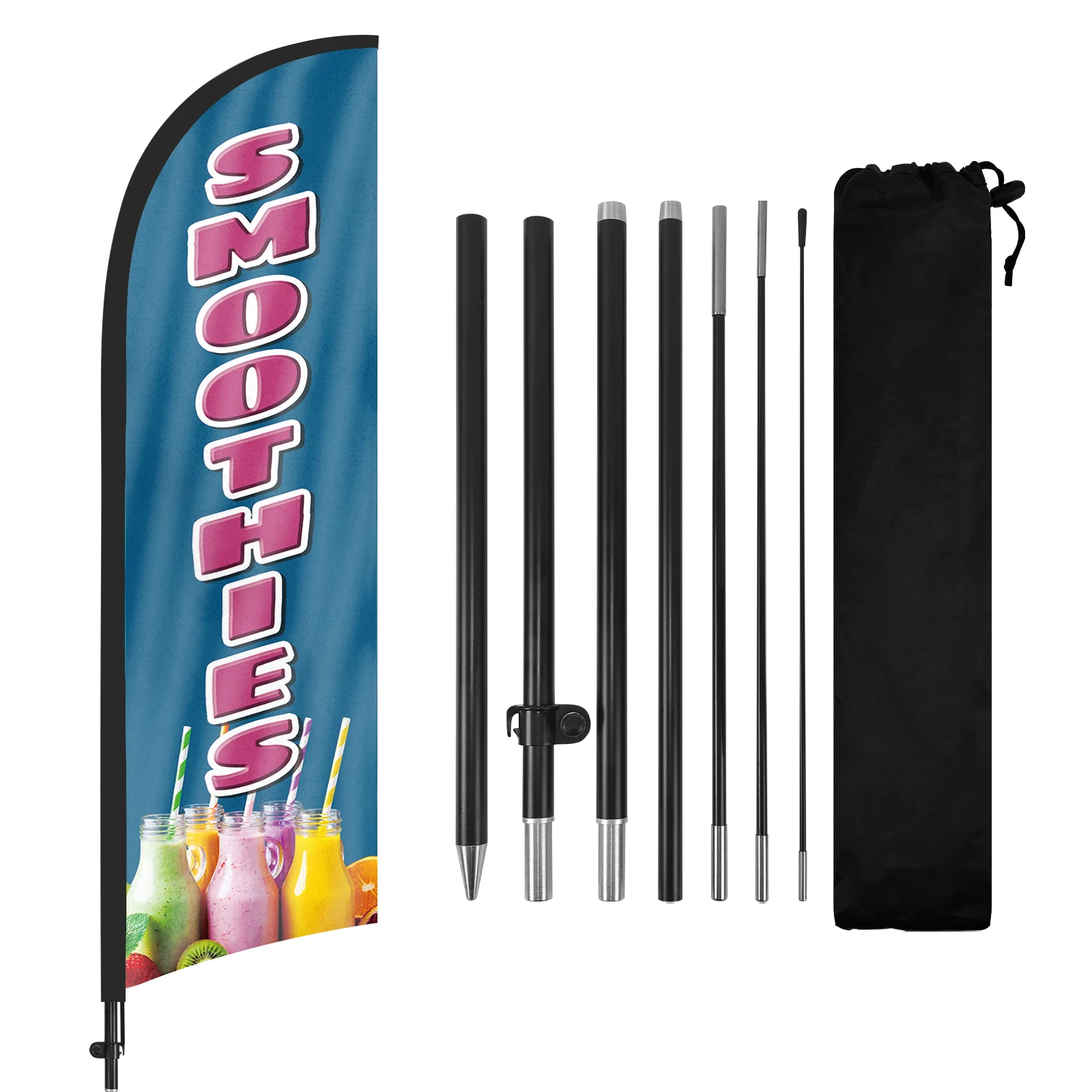 FSFLAG 1PCS 280CM The Smoothies Feather Flag with Flagpole Advertising Outdoor Banner Decoration for Businesse and Storefront