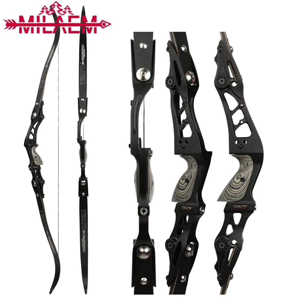 25-60lbs Bow 62inch Archery Recurve Bow 19inch CNC Bow Handle ILF Interface Right Hand Split Takedown Hunting Shooting Hunter