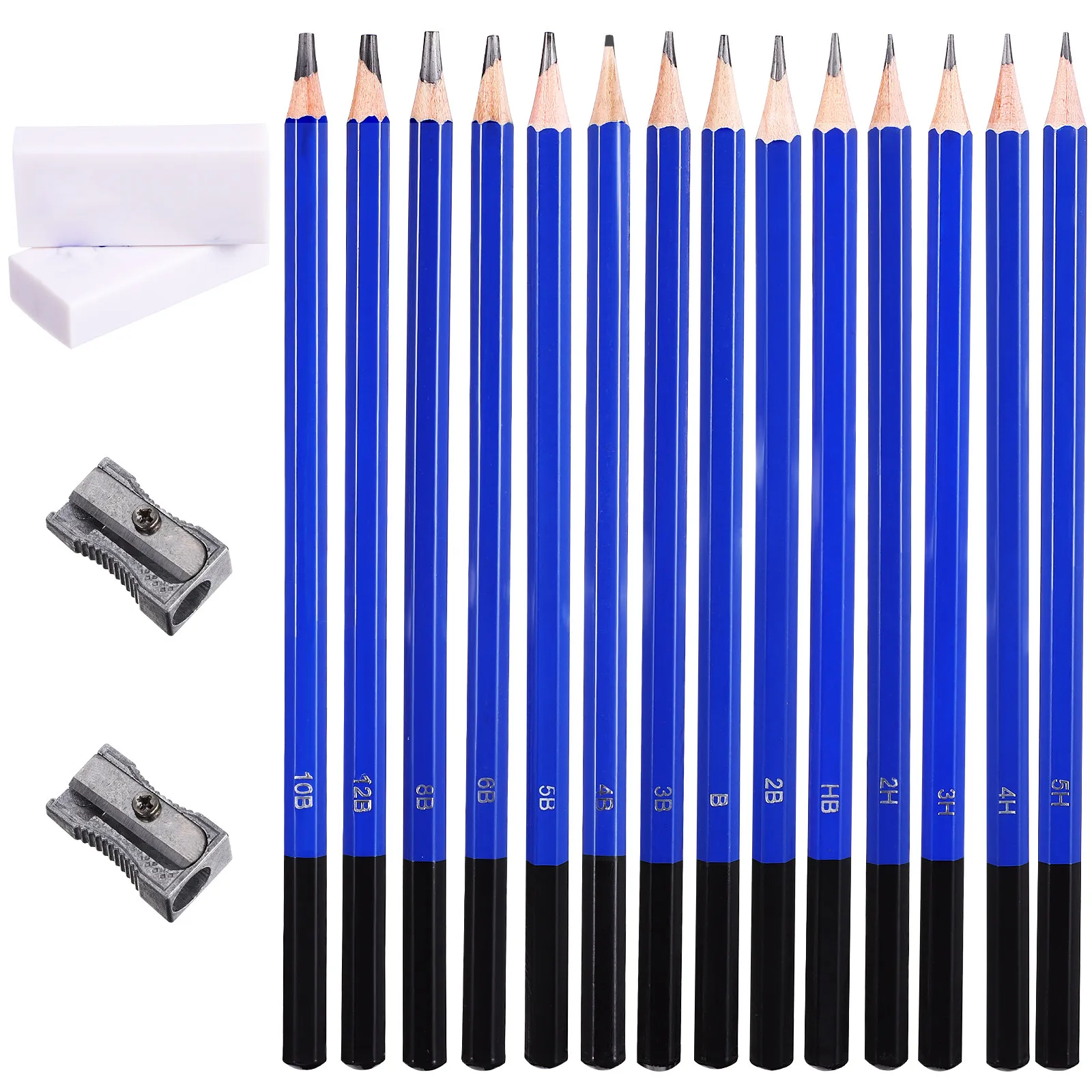 1Set Drawing Sketch Pencil Set Includes Erasers Pencil Sharpeners Easy to Use Suitable for Beginners Students Artists