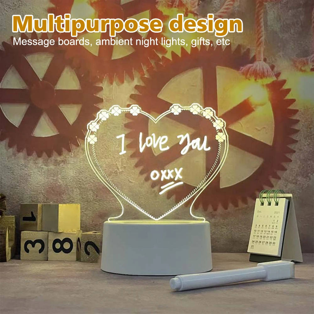 Creative LED Note Board Night Light with USB Message Board Pen Holiday Lighting Children Girlfriend Gift DIY Decorative Lamp