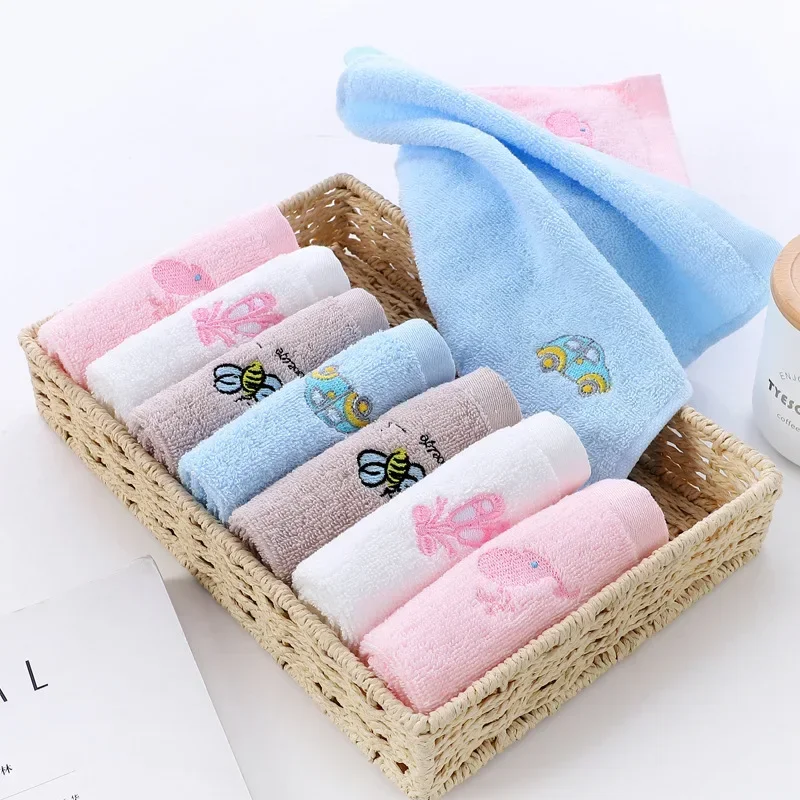 5Pcs Baby Handkerchief Square Cartoon Pattern Towel 25x25cm Cotton Infant Face Towel Wipe Cloth Baby Stuff for Newborns Baby