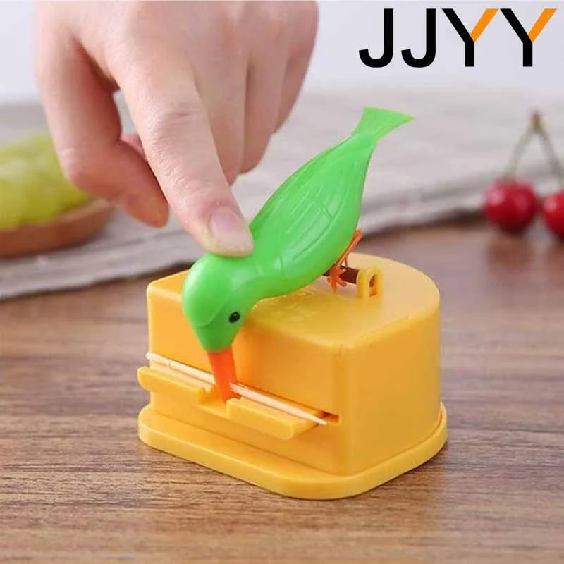 JJYY Detachable Toothpick Storage Box Bird Toothpick Box Dispenser Automatic Push-type Toothpick Holder Table Decoration Holder