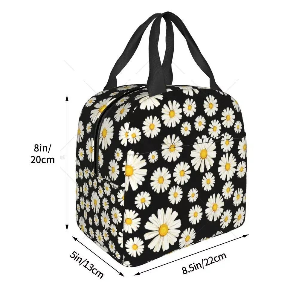 Sac à déjeuner en forme de marguerite, belle fleur, camomille, refroidisseur Portable, boîte à Bento isolée thermique pour femmes et enfants, sac de pique-nique alimentaire