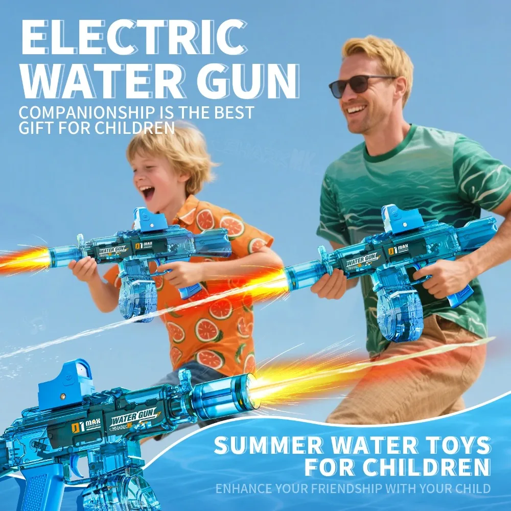 Pistolas de agua eléctricas, tirador de agua completamente automático, juego de lucha en la playa al aire libre de verano, pistola de agua de juguete para niños, regalos de cumpleaños y Navidad
