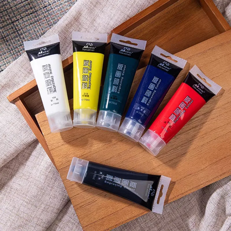 75 مللي/أنبوب أحبار الطباعة المائية الصباغ قابل للغسل الطباعة الطلاء كتل الصينوليم على ورقة الغراء مجلس جدار الخشب للفنانين