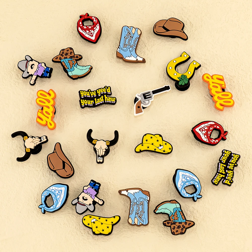 1 stücke PVC Western-Stil Cowboy Cowgirl Stil Schuh Charms für Frauen Männer Schuh zubehör Dekorationen Pins für Clog Schnalle Geschenke – Detail 8