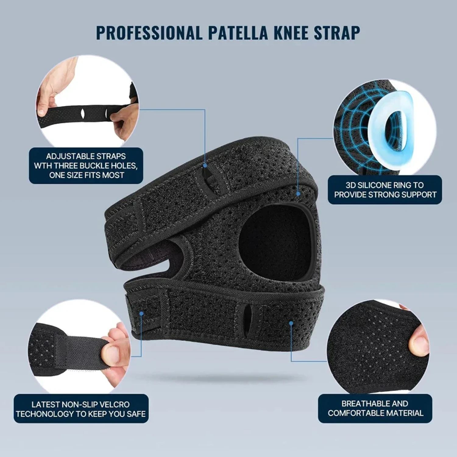 1pcs Patella Knee Compression Sleeve Support  Women Men knee Pain Arthritis Pain Workout Knee Guard kneepads