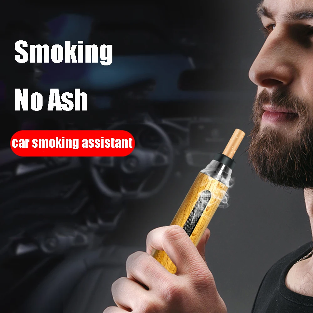 

Mini Car Portable Ashtray Ashtray Anti Soot-flying Cigarette Cover Anti-ash Luxury Wood Cigarette Holder for Smoking Auto Goods