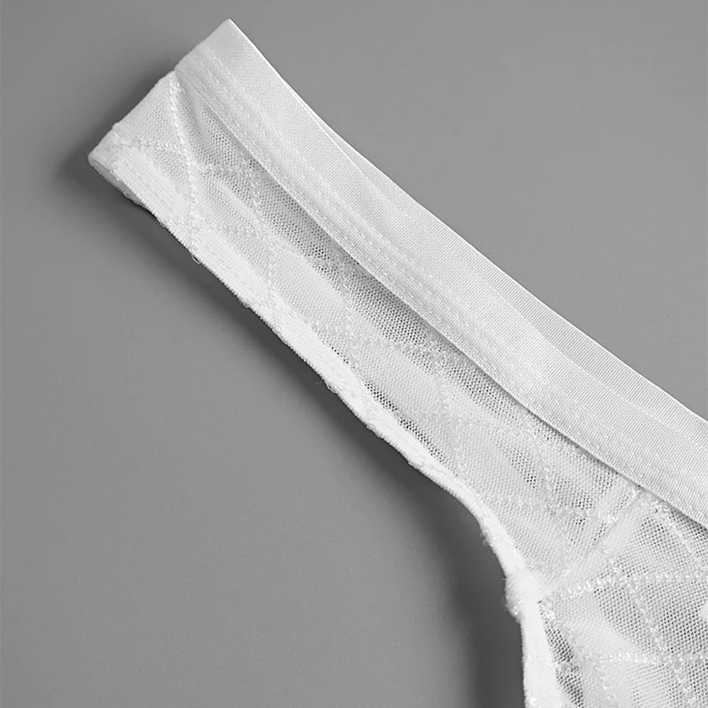 Stretch Men Panties Mesh Plaid Thin See Through Underwear Soft U Convex Pouch Sexy Hot Lingerie Briefs Shorts