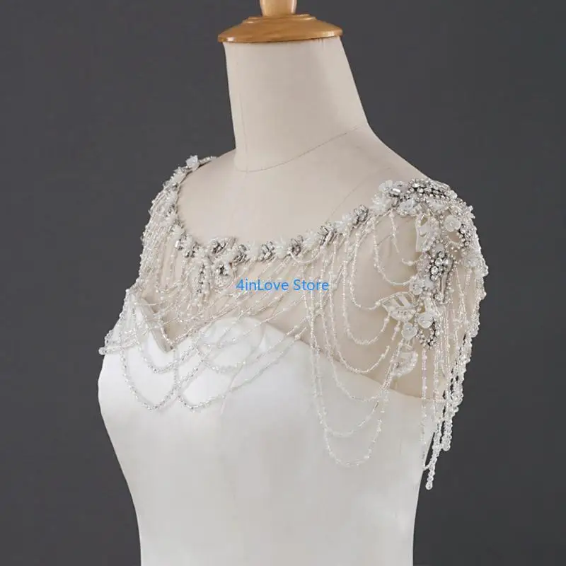 T4MD Pearl Body Body Body Body Netclace Crystal Cormer Chain Pib Cort