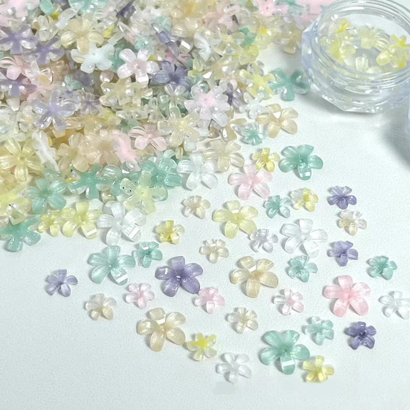 100pcs kawaii kleine Blumen nägel bezaubert Teile Acryl Blumen Strass Schmuck profession elle Accessoires elegantes Dekor Nail Art