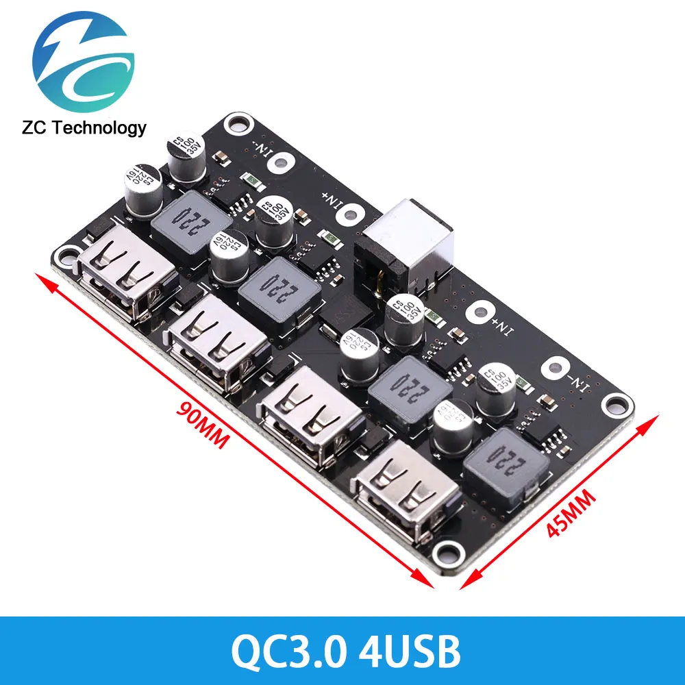 KC24 USB QC3.0 QC2.0 DC-DC Buck Converter Charging Step Down Module 6-32V 9V 12V 24V to Fast Quick Charger Circuit Board 3V 5V