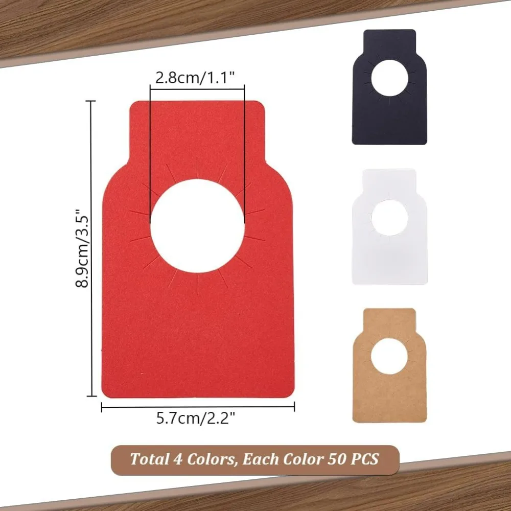 200pcs 4 Colors Wine Bottle Tags 3.5x2.2 inch Paper Hanging Labels for Wedding Tasting Notes Bottle Neck ID Tags making kit