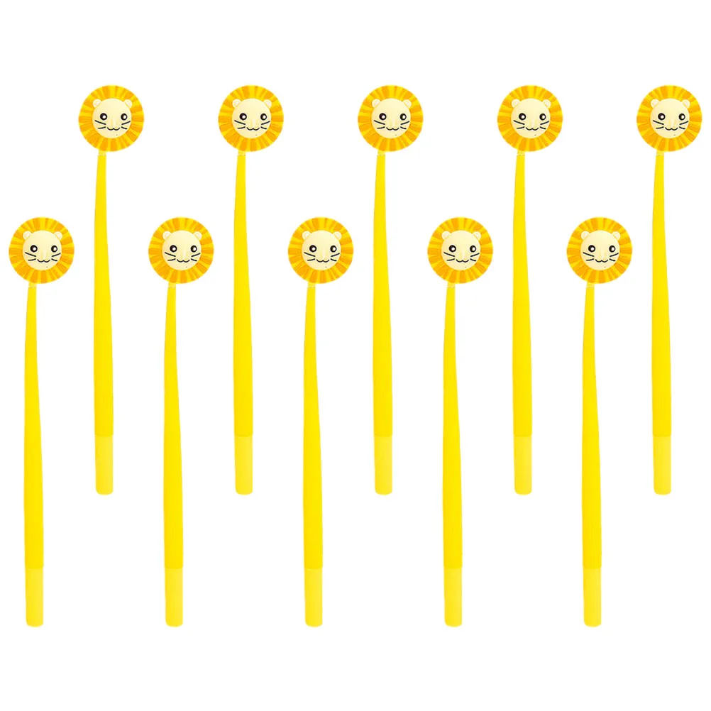 

10pcs Lion Themed Ink Smooth Writing Signature Pens Adorable Stationery Compact Lightweight Gel Pens For Notes