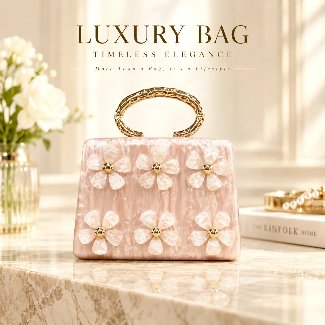 Acrylic flower dinner bag women's handbag fashion light luxury niche design wedding bag shoulder messenger bag