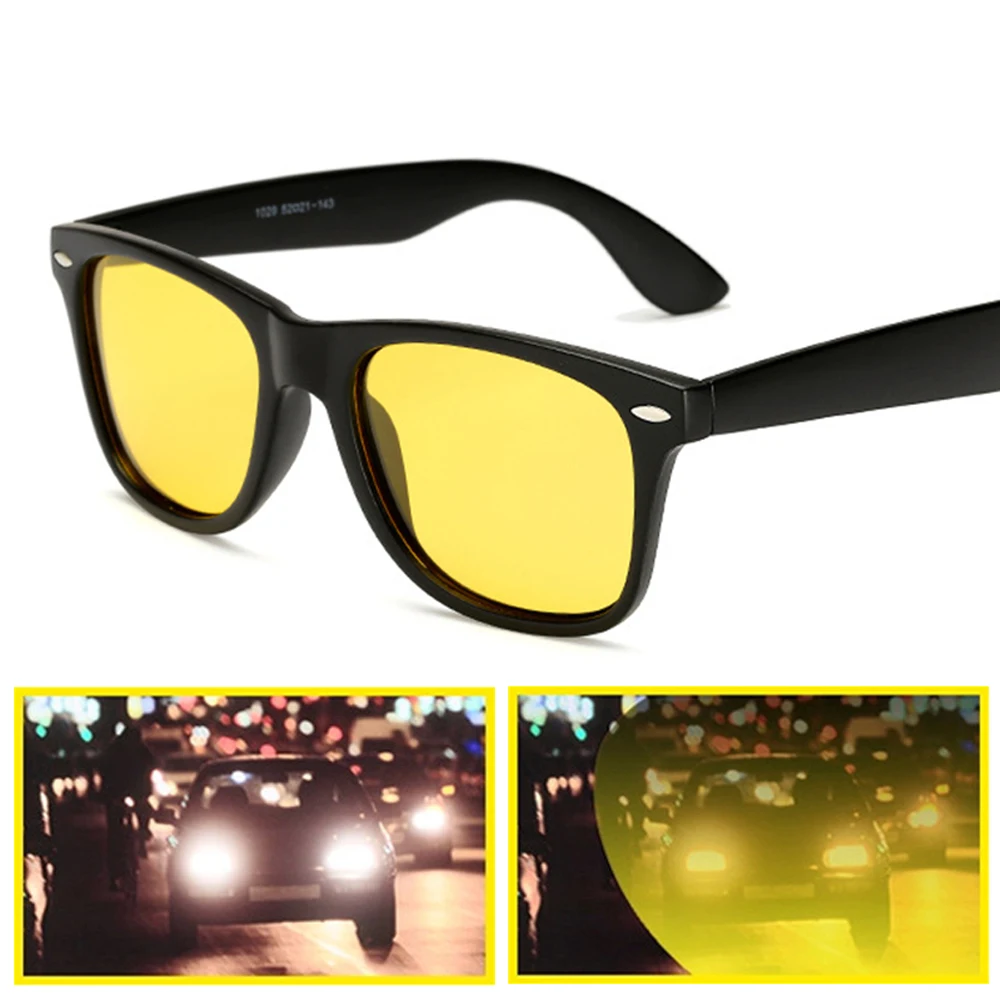 VIVIBEE Classic Night Vision Glasses Men Square Polarized Lenses UV400 Yellow Sunglasses for Women 2026 Driving Goggles