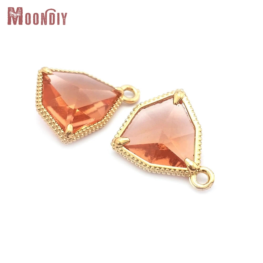 

10PCS 18K Gold Color Faceted Triangle Shape Charms Pendants High Quality Necklace Earrings Accessories