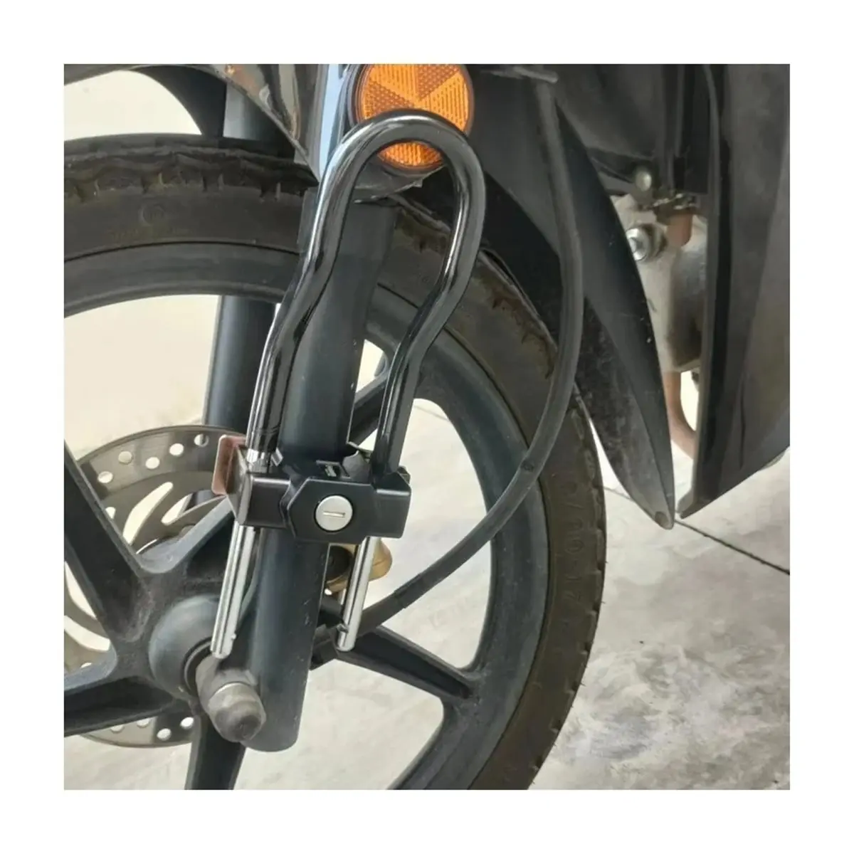 PHONE&GEAR Motorcycle Safety Anti-Theft Front Fork Lock with 2 Keys Front Shock Absorption Fixed Motorcycle Lock