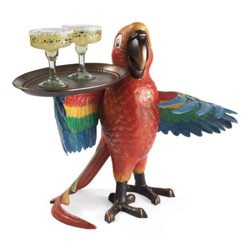 Creative Decoration Parrot Waiter Table Decoration Wine Tray Home Furnishing Resin Decoration New Popular Unique Design