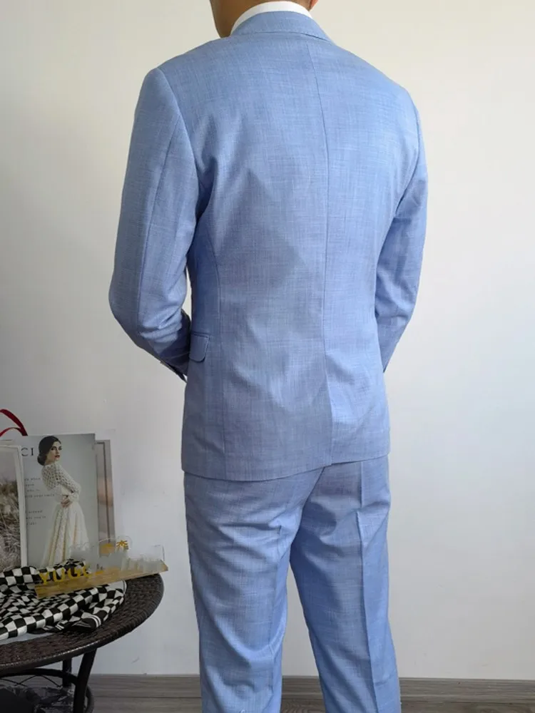 British Style Mens Wedding Handsome Suit Banquet Host Blazers Two Piece Set Single Button Fashion Slim Fit Long Trousers Outfits