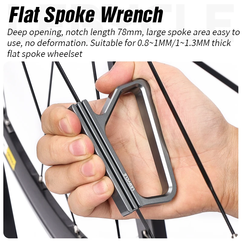 

Road Bike Flat Spoke Tool Spoke Wrench Tool Bike Spokes Holder 0.8 0.9 1 1.1 1.2 1.3mm Square Spokes Wrench Repair Tool