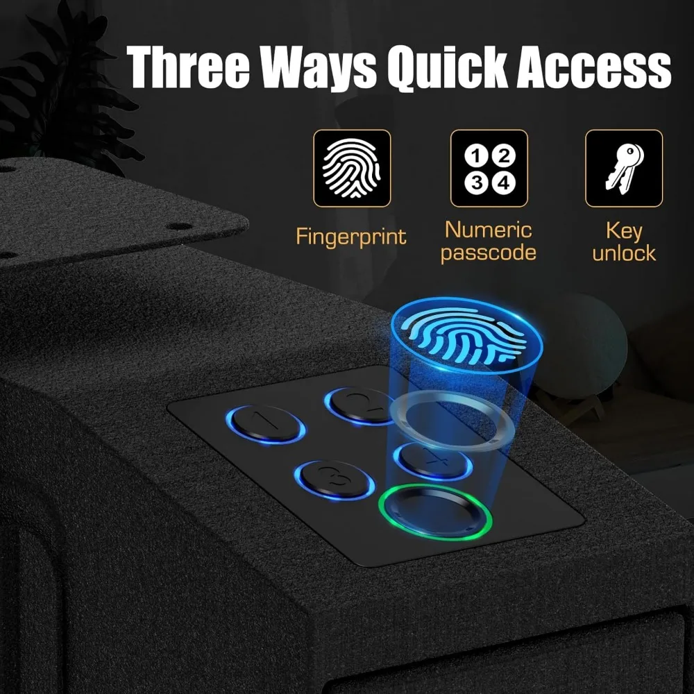 Gun Safe for Pistols, Biometric Wall Mounted Handgun Safe Box for Desk, Bedside,Truck，Drop Down Quick Access Security Safe with