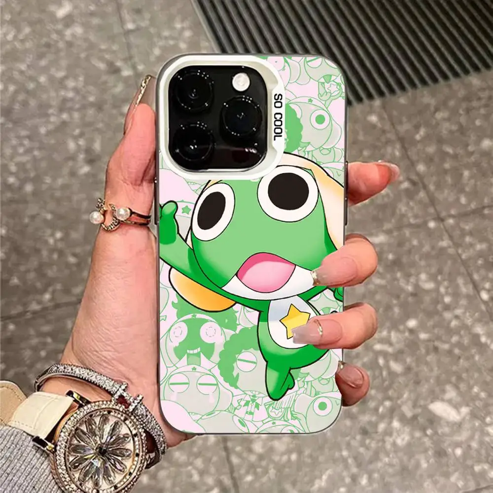 Cartoon Keroro Gunsou Frog Phone Case For IPhone 16 15 14 13 12 11 Pro Max Plus Color Shockproof Back Silver Cover