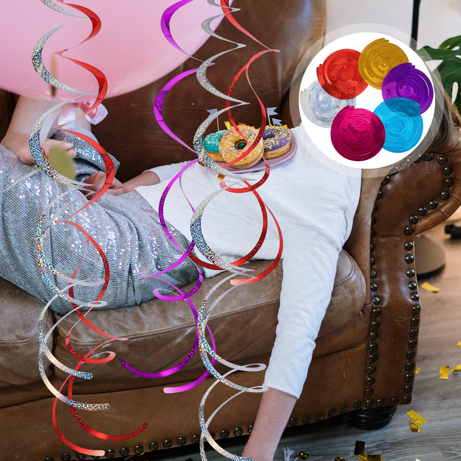 

5 Sets Party Hanging Swirls Spiral Ornaments Wreaths Wedding Garlands Ceiling Decorations Christmas