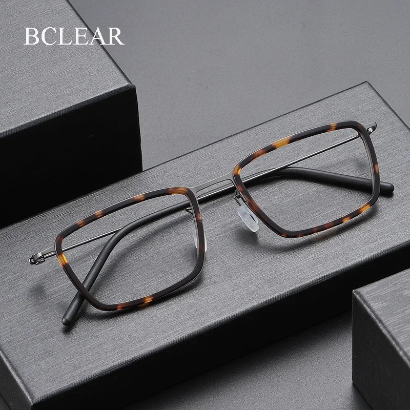 

BCLEAR New 2025 Fashion Korean Titanium Glasses Frame Men Retro Square Eyeglasses Rectangular Eyewear Women Optical Spectacles