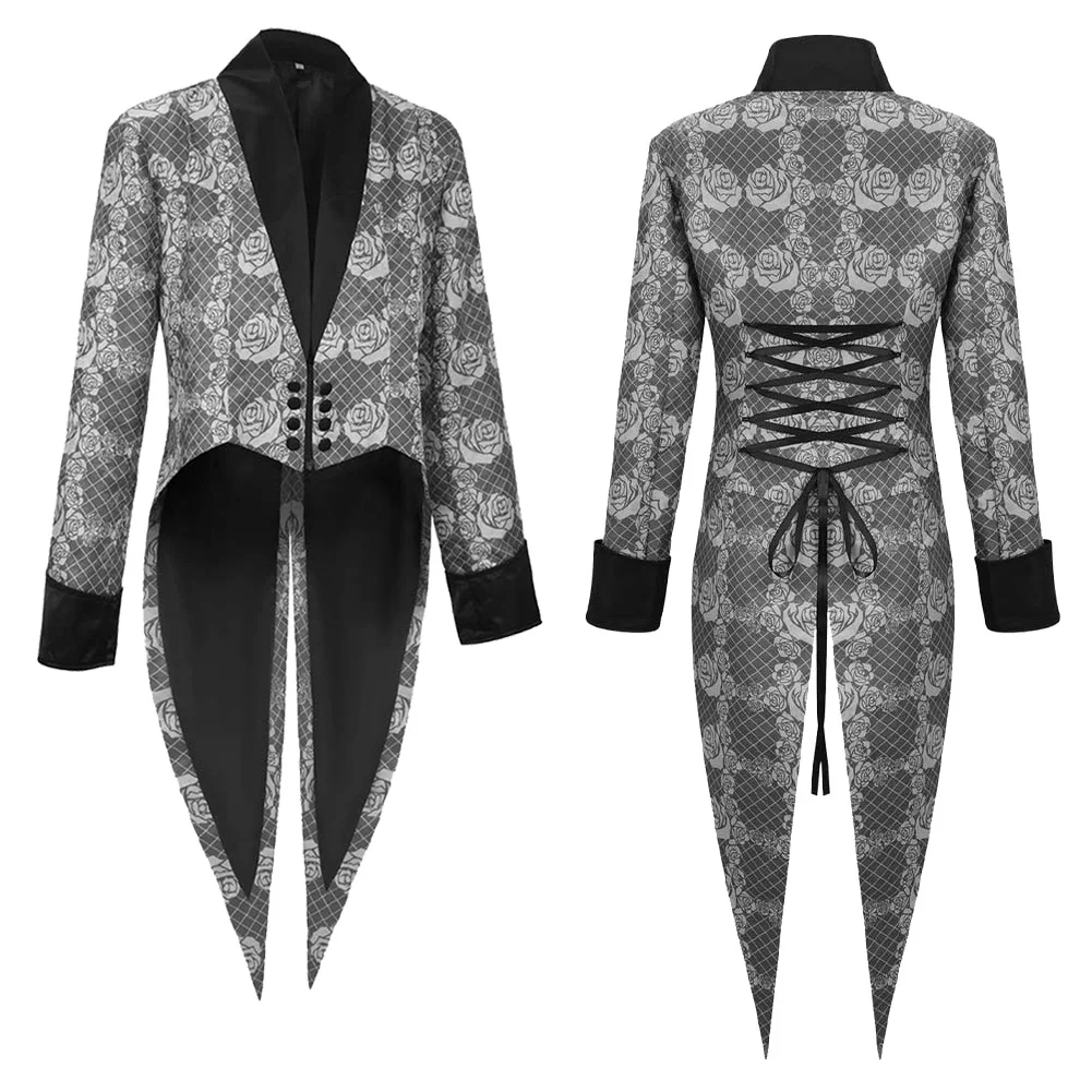 

Disguise Gothic Cosplay Paisley Printed Tuxedo Medieval Victorian Stage Costume Men Roleplay Fancy Dress Up Party Clothes
