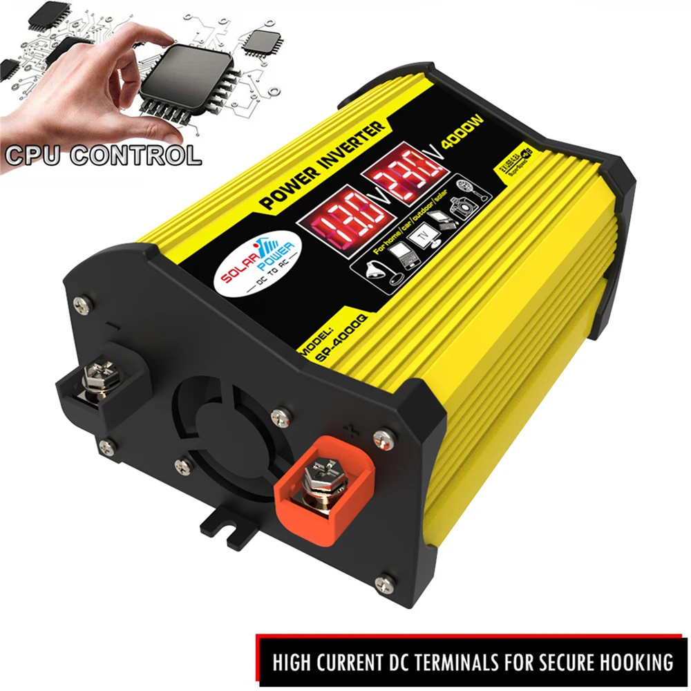 Inverter Car Power Inverters DC12Volt To AC110/220Volt Transformer 4000W Modified SineWave Inverter LED Display Auto Inverter