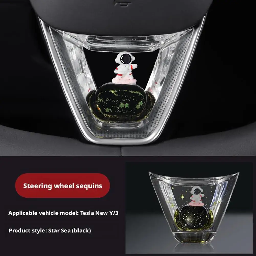 

For Tesla Y Highland Juniper 2024 2025 Steering Accessories Sticker Sequin Decorative Interior Wheel Dynamic Car Fl R6K2