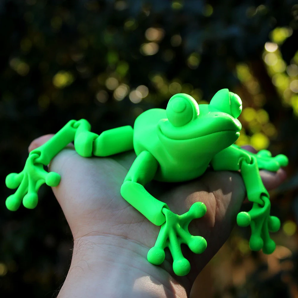 3D Printed Articulated Frog Model Plastic Articulated Frog Ornament Creative Artificial Frog Sculpture Home Office Decor